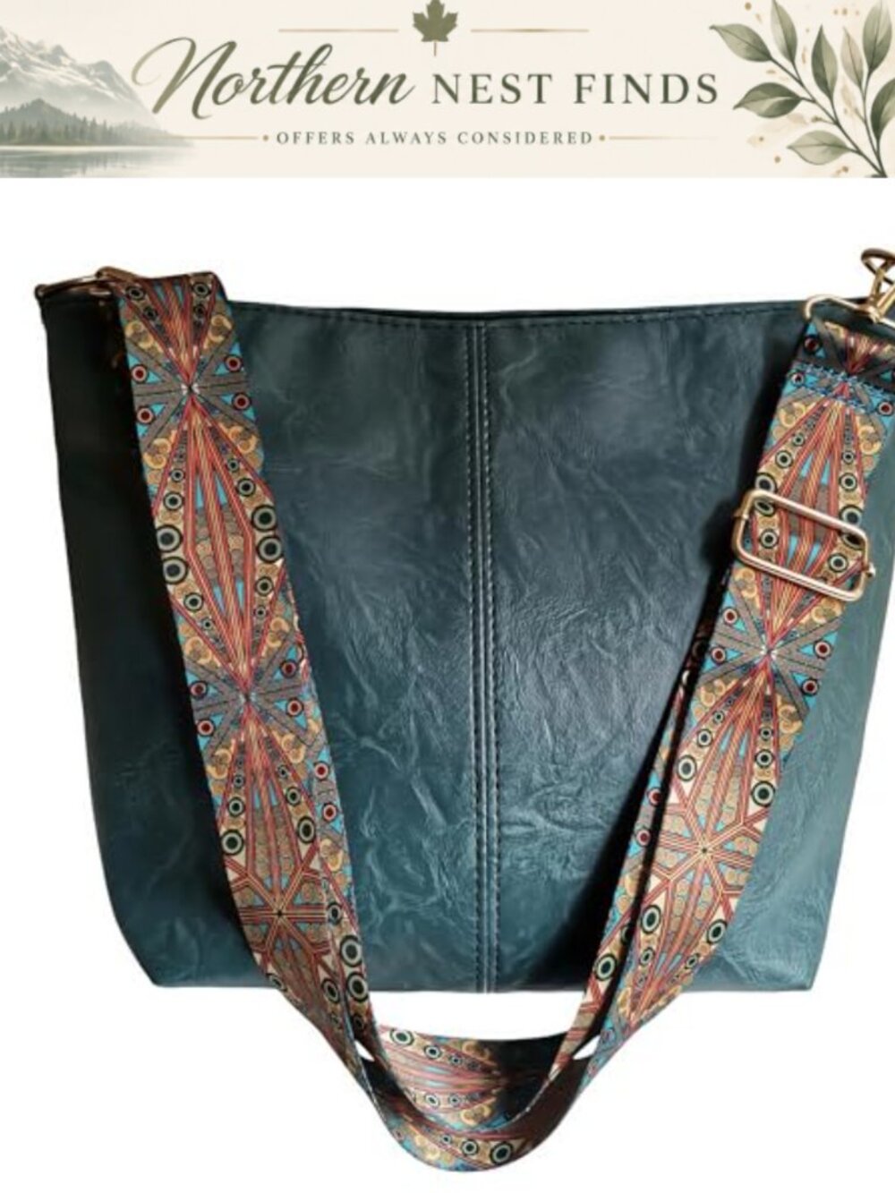 Vegan Leather Hobo Bag Crossbody with Guitar Strap Shoulder Purse